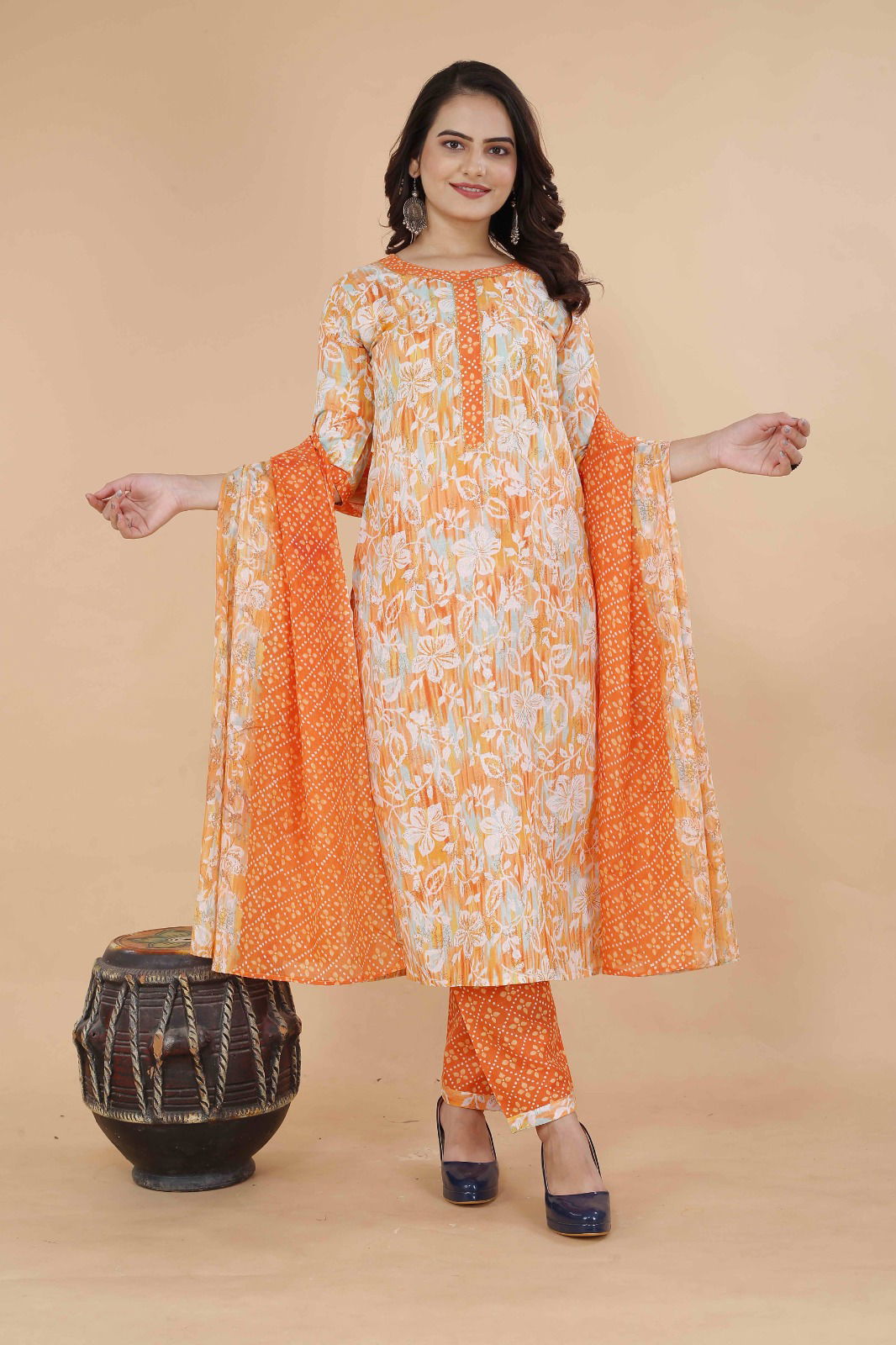 Shamal Printed Cotton Kurti With Bottom Dupatta Wholesale Market In Surat